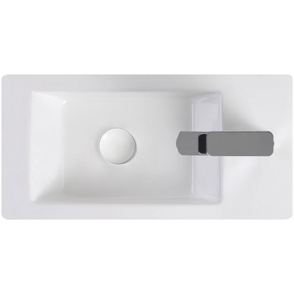 Fienza Linea Wall Hung Basin Right Hand Tap, Gloss White