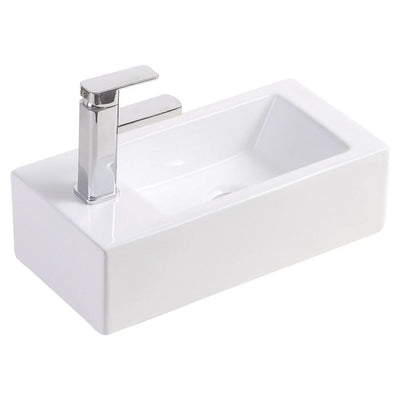 Fienza Linea Wall Hung Basin Left Hand Tap, Gloss White