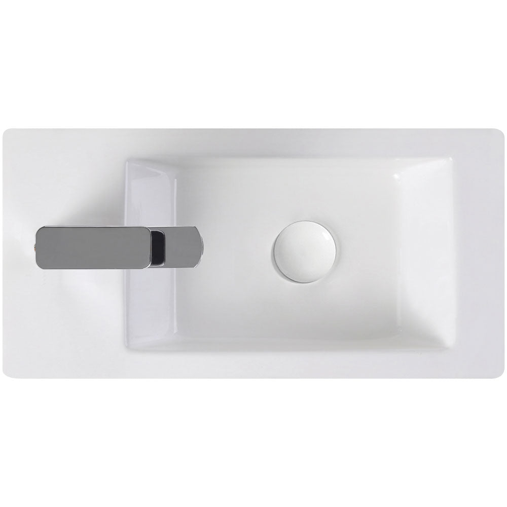 Fienza Linea Wall Hung Basin Left Hand Tap, Gloss White