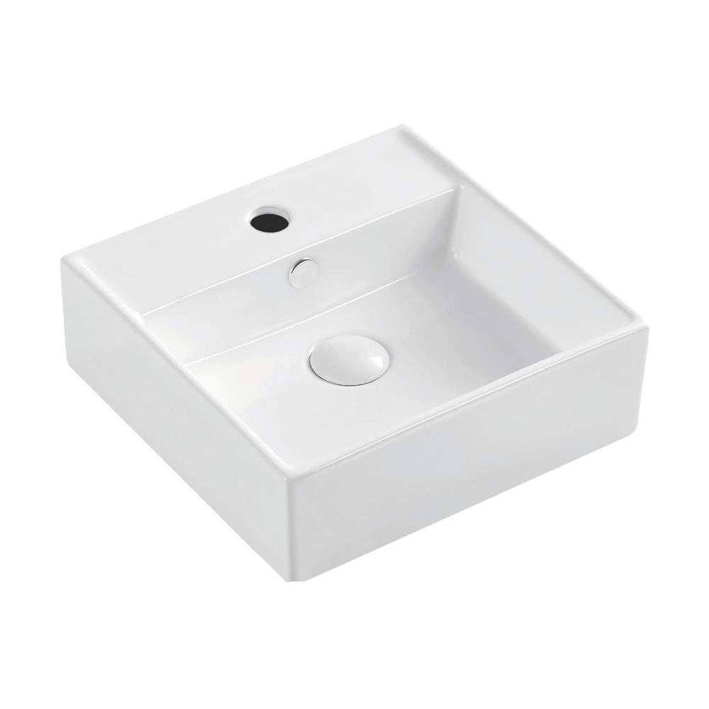 Fienza Helen Junior Basin Above Counter 380 x 380 x 125mm Ceramic, Gloss White
