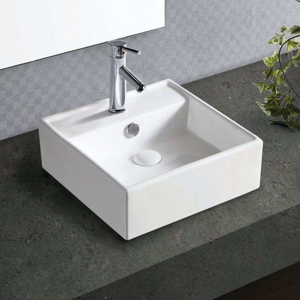 Fienza Helen Junior Basin Above Counter 380 x 380 x 125mm Ceramic, Gloss White