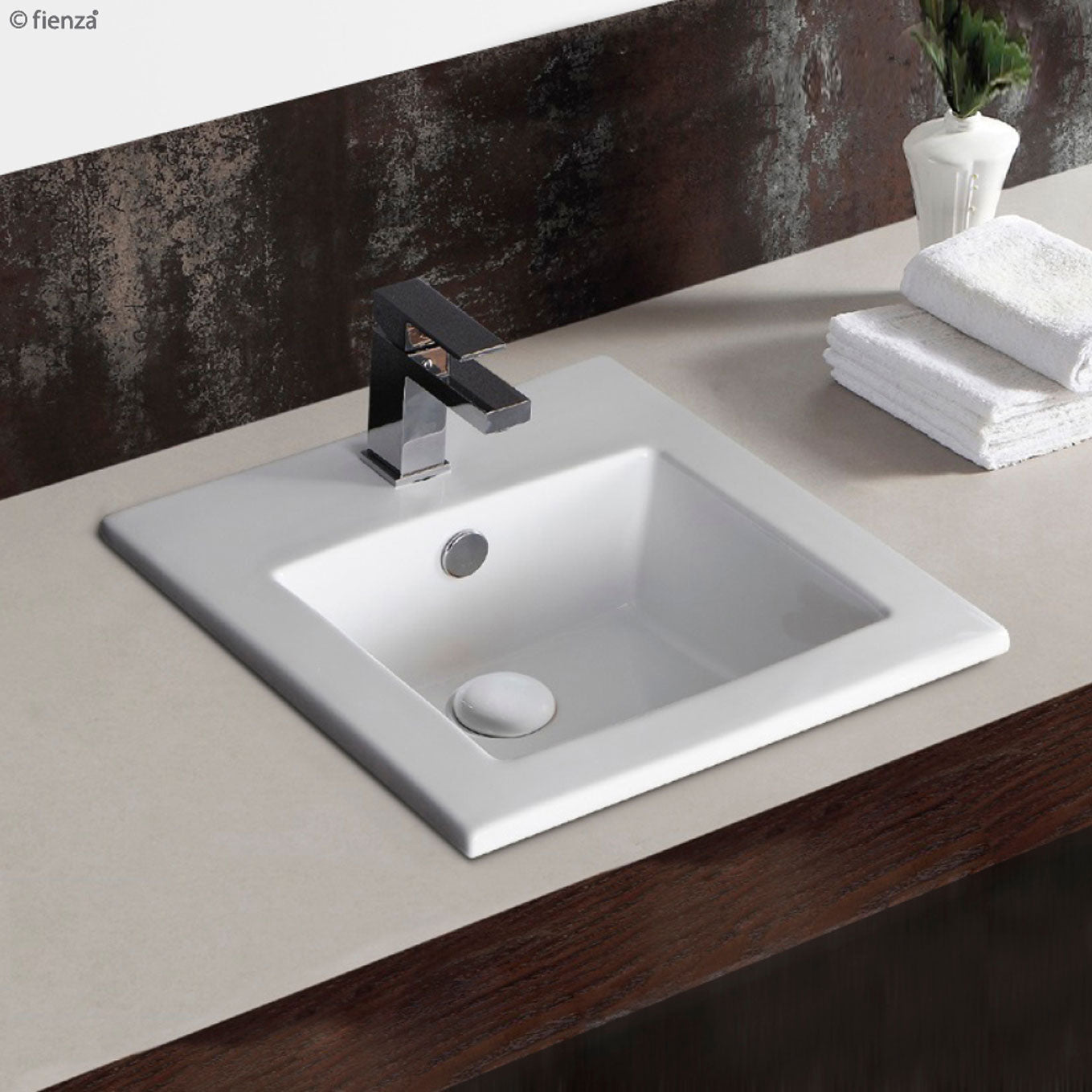 Fienza Allison Square Drop-In Basin 415 x 415 x 170mm, Gloss White