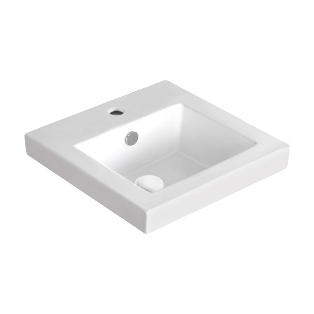 Fienza Alison Semi-Inset Ceramic Basin 405 x 405 x 175mm, Gloss White