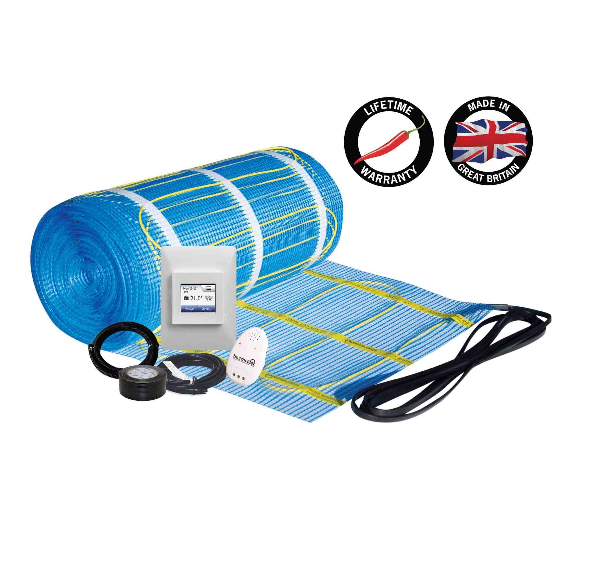 Thermogroup Thermonet 200W/m² Self Adhesive 32x0.5m - 16.0m² 3200Watts Floor Heating Kit Including 5235W Wi-Fi Thermostat