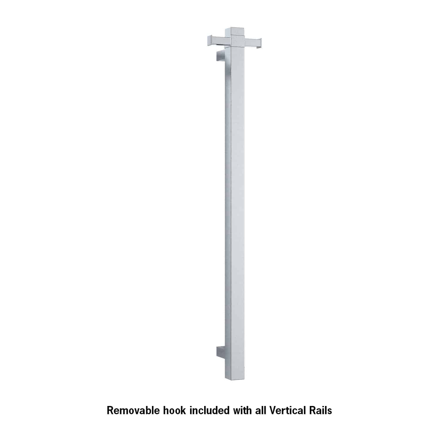 Thermogroup Thermorail Square 12Volt Vertical Bar 900x142x100mm 30Watts With Optional Hook, Polished Stainless Steel