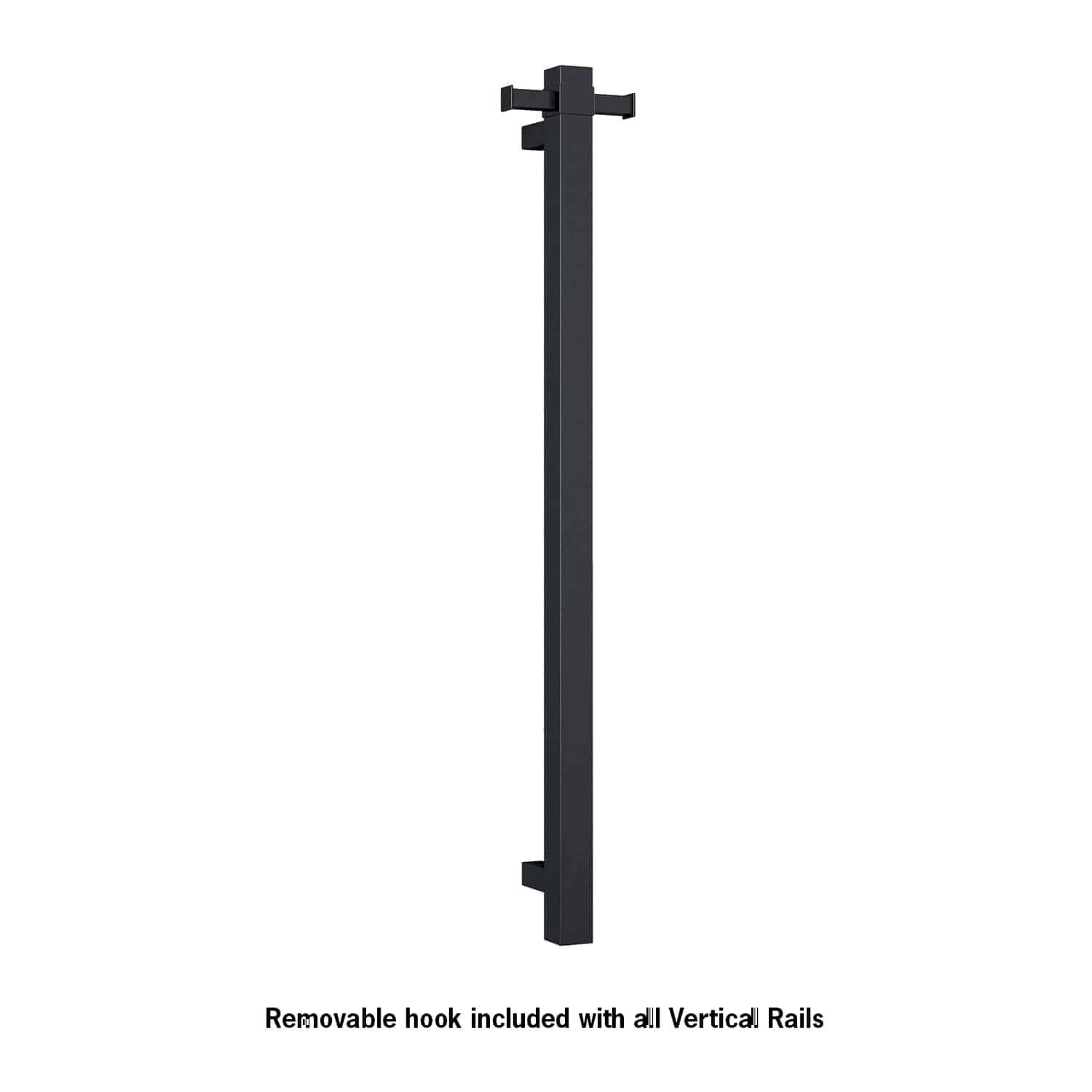 Thermogroup Thermorail Square 12Volt Vertical Bar 900x142x100mm 29Watts With Optional Hook, Matt Black