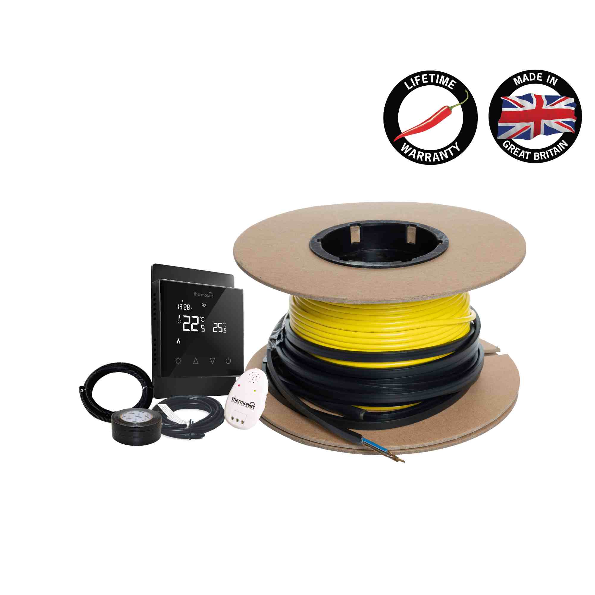 Thermogroup Thermoscreed In Screed 18W/lm Heating Cable - 1.8-2.2m² 22.0lm 400Watts Floor Heating Kit Including Black 5226A Thermostat