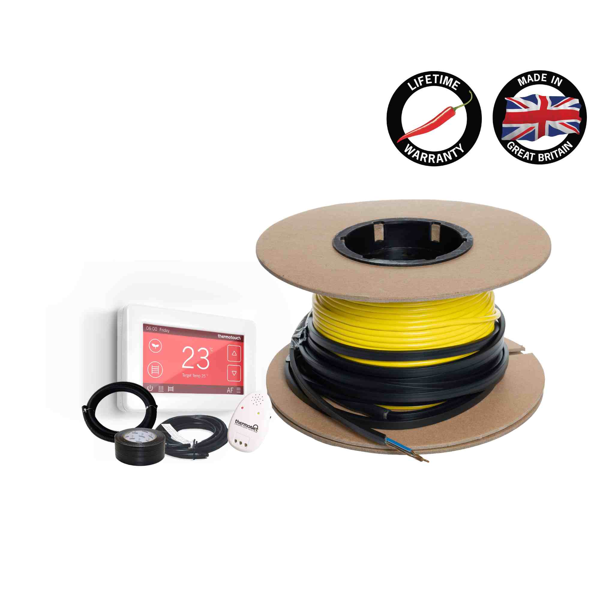 Thermogroup Thermoscreed In Screed 18W/lm Heating Cable - 11.8-14.4m² 144.0lm 2600Watts Floor Heating Kit Including 5245 Dual Thermostat