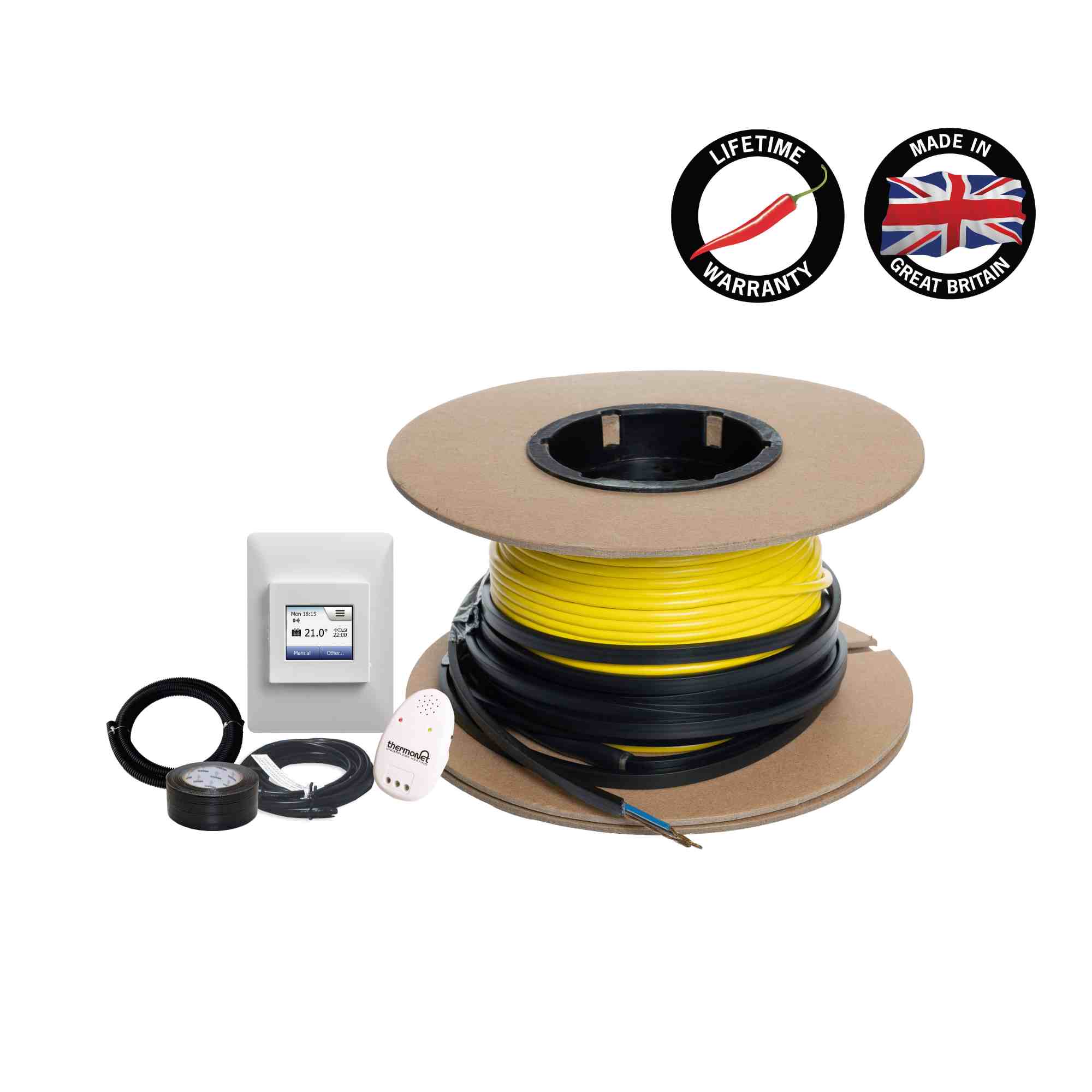 Thermogroup Thermowire Undertile Heating Cable - 9.0-10.9m² 110lm 1500Watts Kit Including 5235W Wi-Fi Thermostat