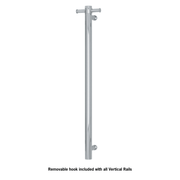 Thermogroup Thermorail Straight/Round Non-Heated Vertical Bar 900x142x100mm With Optional Hook, Polished Stainless Steel