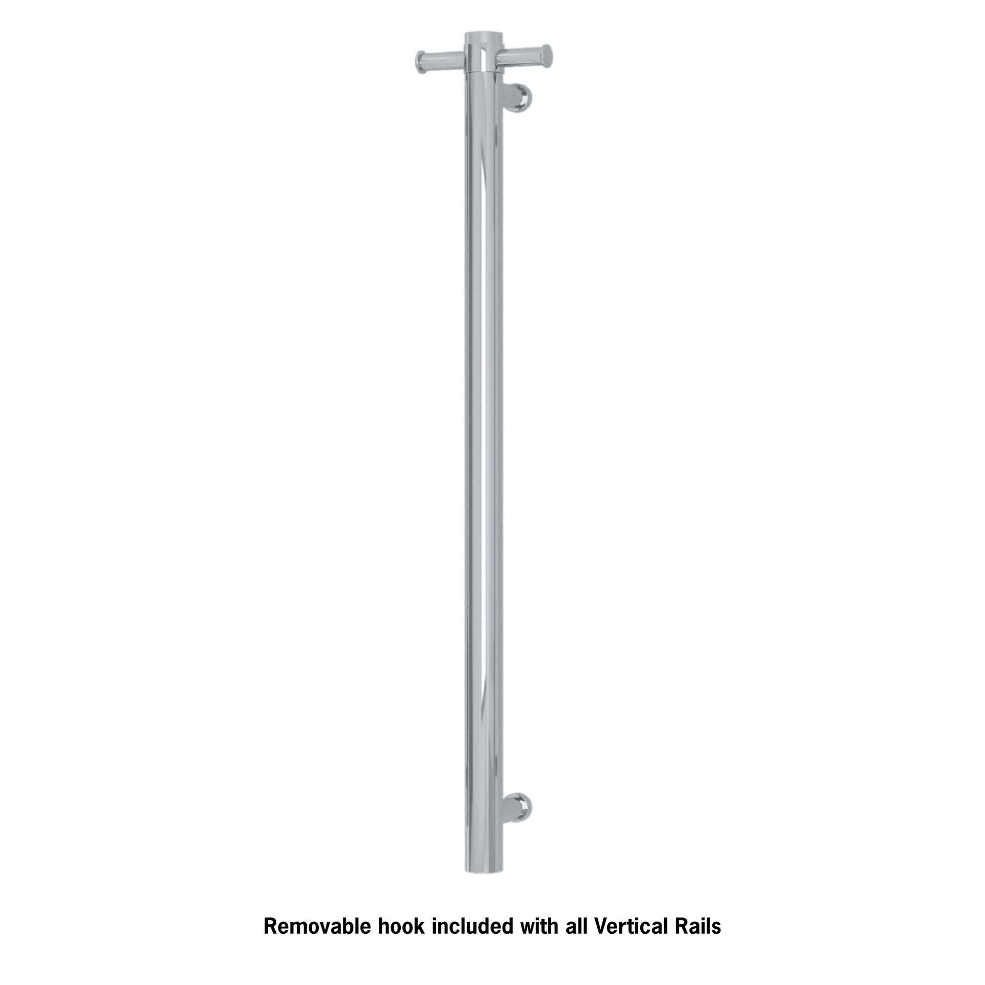 Thermogroup Thermorail Straight/Round Non-Heated Vertical Bar 900x142x100mm With Optional Hook, Polished Stainless Steel
