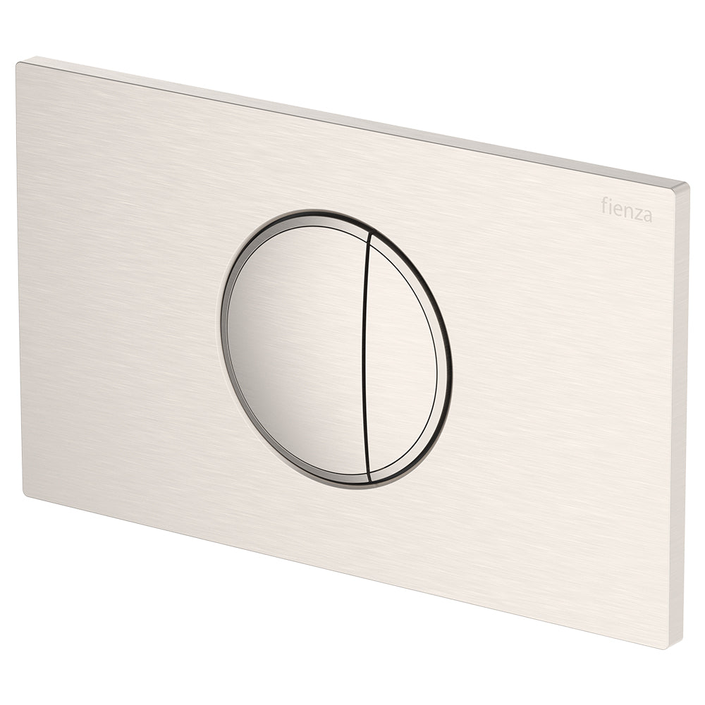 Fienza Halo Round Button Flush Plate Suits VIEGA Cisterns, Brushed Nickel