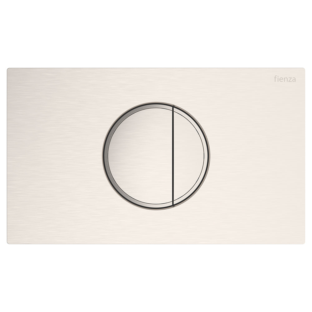 Fienza Halo Round Button Flush Plate Suits VIEGA Cisterns, Brushed Nickel