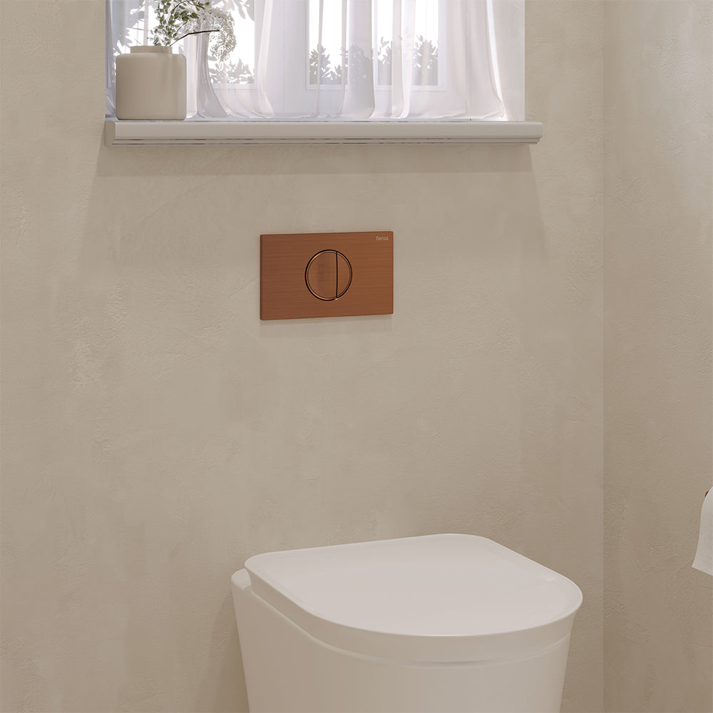 Fienza Halo Round Button Flush Plate Suits VIEGA Cisterns, Brushed Copper