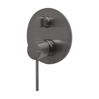 Phoenix Vivid Slimline SwitchMix Shower / Bath Diverter Mixer Fit-Off Kit, Brushed Carbon