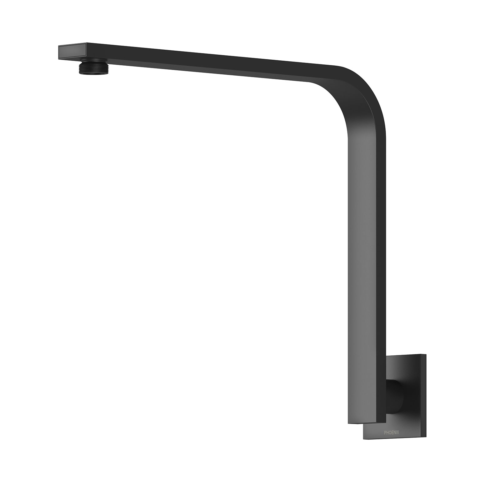 Phoenix Vivid Slimline High-Rise Shower Arm Square Plate, Matte Black