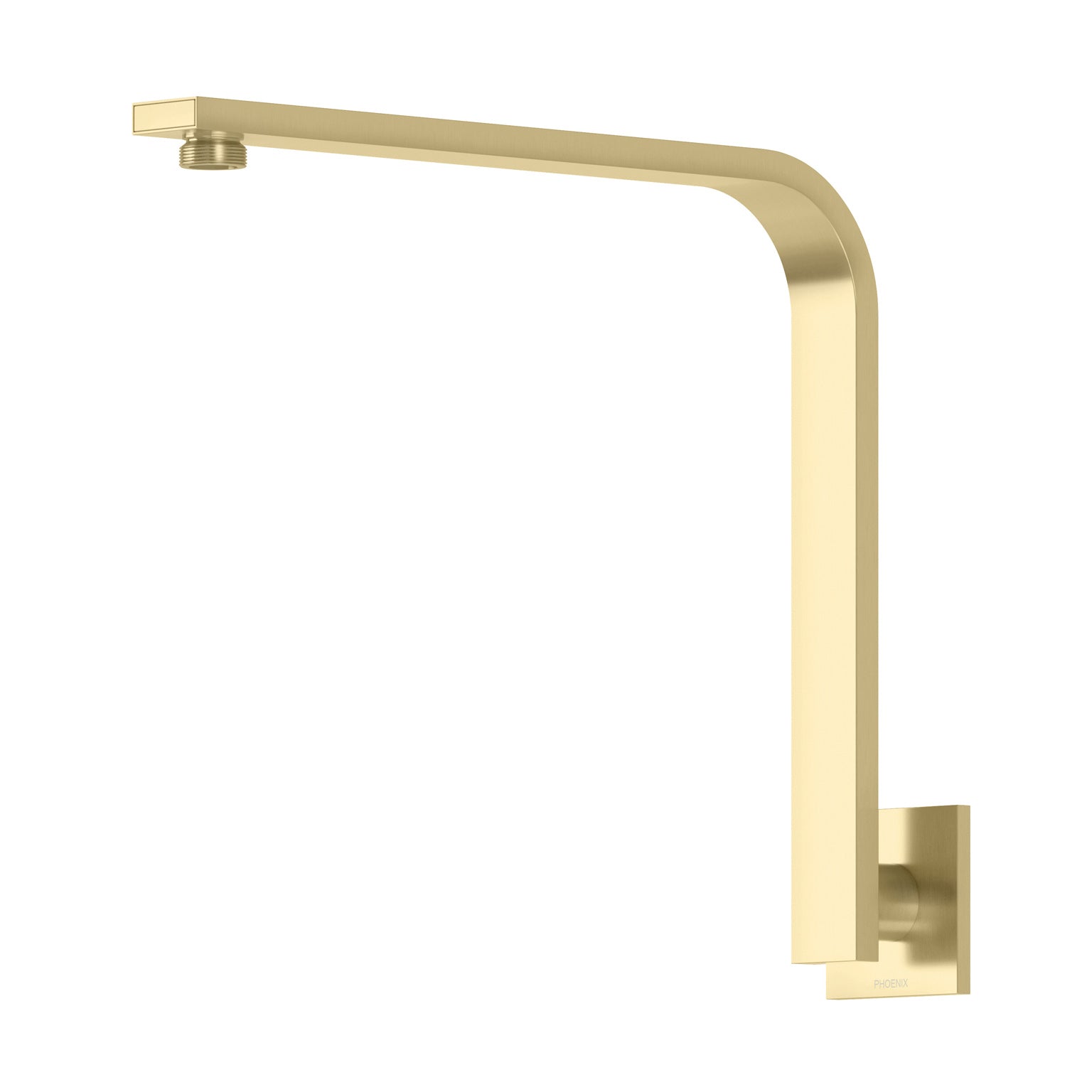 Phoenix Vivid Slimline High-Rise Shower Arm Square Plate, Brushed Gold