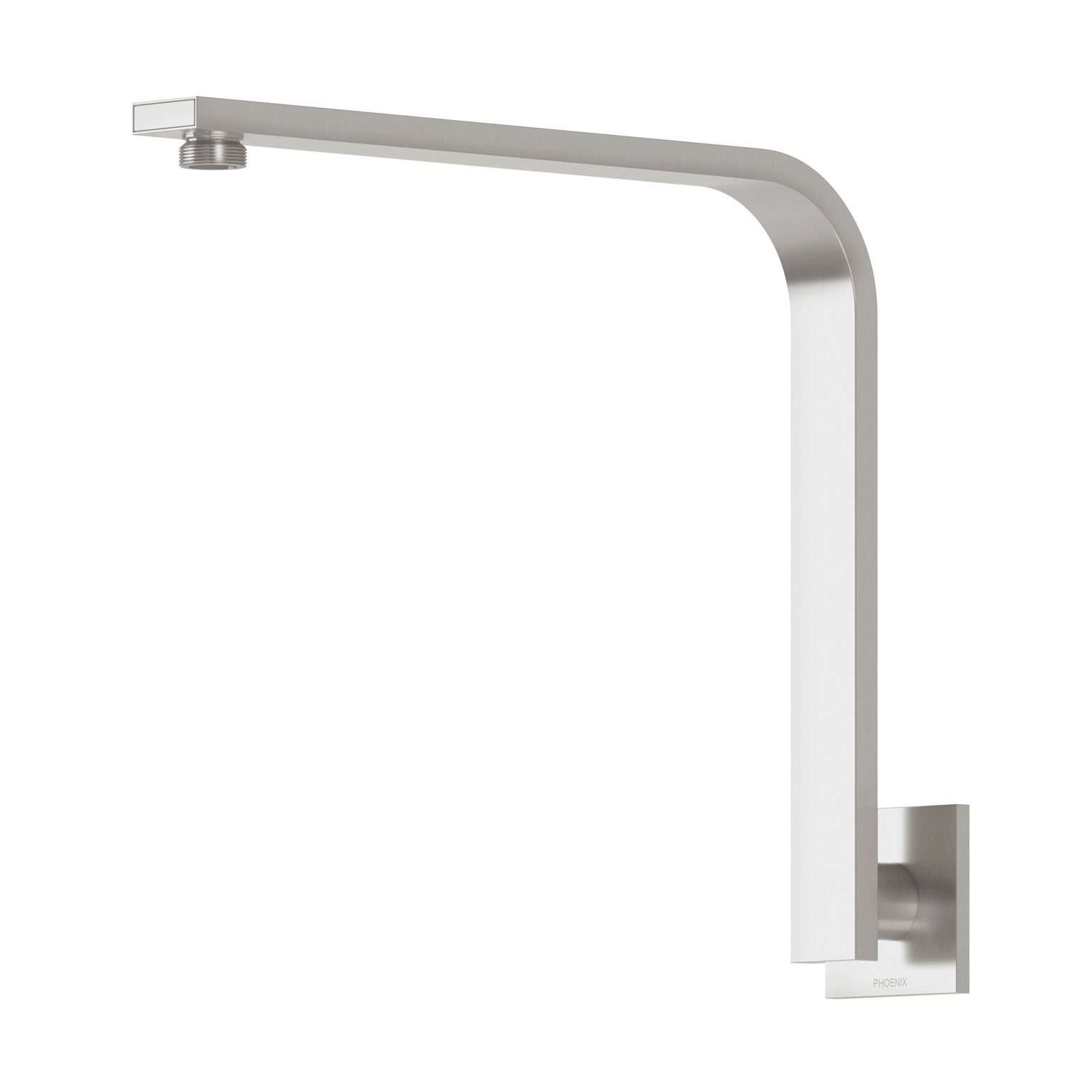 Phoenix Vivid Slimline High-Rise Shower Arm Square Plate, Brushed Nickel