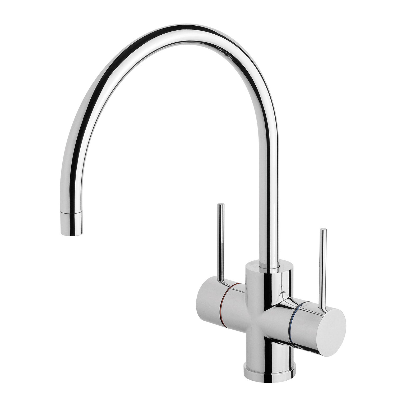 Phoenix Vivid Slimline Twin Handle Sink Mixer 220mm Gooseneck, Chrome