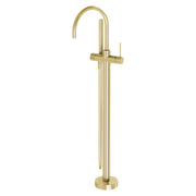 Phoenix Vivid Slimline Floor Mounted Bath Mixer with Hand Shower, Brushed Gold