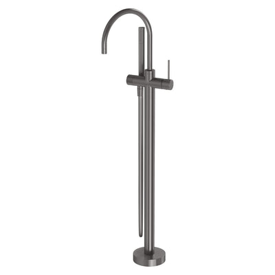 Phoenix Vivid Slimline Floor Mounted Bath Mixer with Hand Shower, Brushed Carbon
