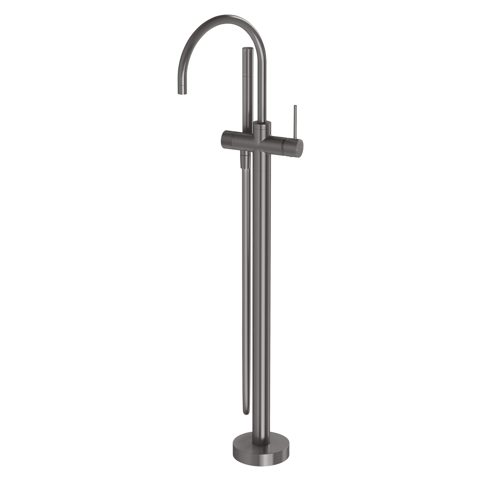 Phoenix Vivid Slimline Floor Mounted Bath Mixer with Hand Shower, Brushed Carbon