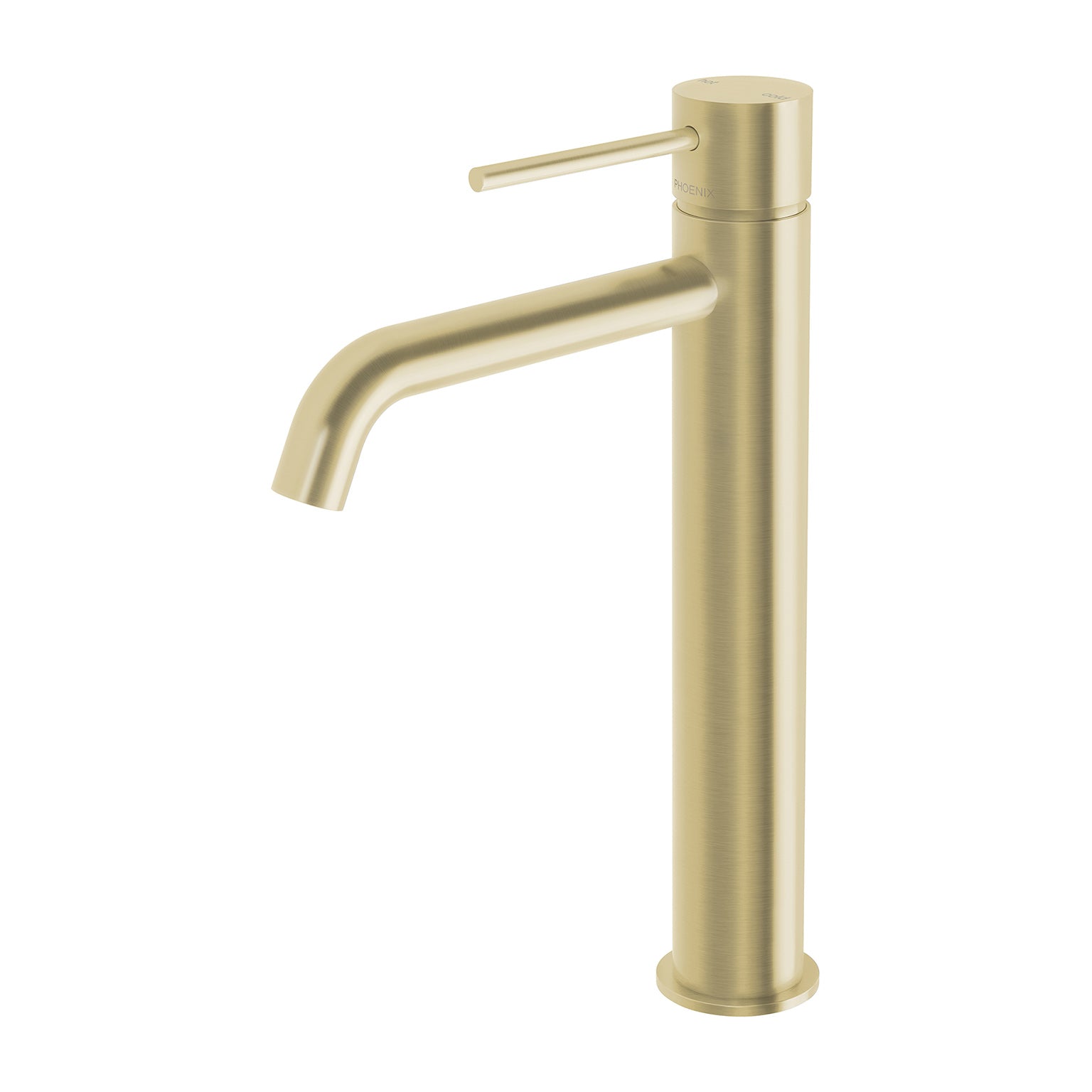 Phoenix Vivid Slimline Vessel Mixer Curved Outlet, Brushed Gold