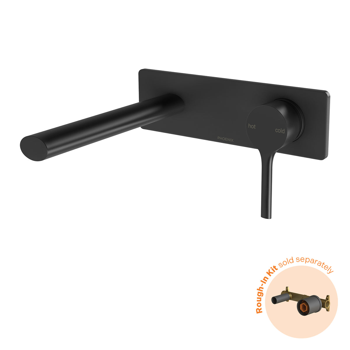 Phoenix Vivid Slimline Oval SwitchMix Wall Basin / Bath Mixer Set 175mm (Fit-Off Kit Only) - Lead Free, Matte Black