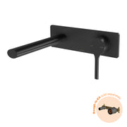 Phoenix Vivid Slimline Oval SwitchMix Wall Basin / Bath Mixer Set 175mm (Fit-Off Kit Only) - Lead Free, Matte Black