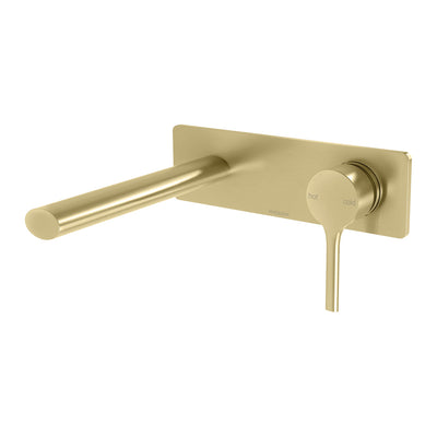 Phoenix Vivid Slimline Oval SwitchMix Wall Basin / Bath Mixer Set 175mm Fit-Off Kit, Brushed Gold