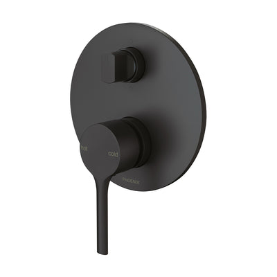 Phoenix Vivid Slimline Oval SwitchMix Shower / Bath Diverter Mixer Fit-Off Kit, Matte Black