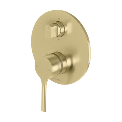 Phoenix Vivid Slimline Oval SwitchMix Shower / Bath Diverter Mixer Fit-Off Kit, Brushed Gold