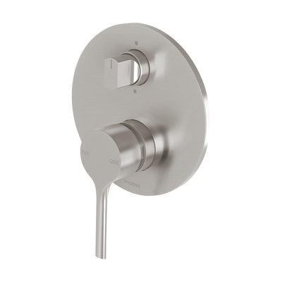 Phoenix Vivid Slimline Oval SwitchMix Shower / Bath Diverter Mixer Fit-Off Kit, Brushed Nickel