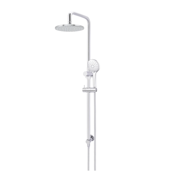 Meir Round Combination Shower Rail 200mm Rose, Three Function Hand Shower, Polished Chrome