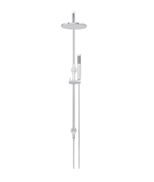 Meir Round Combination Shower Rail 200mm Rose, Single Function Hand Shower, Polished Chrome