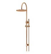 Meir 300mm Round Gooseneck Overhead Shower Set, Single Function Hand Shower, Lustre Bronze