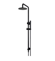 Meir Round Combination Shower Rail 200mm Rose, Single Function Hand Shower, Matte Black