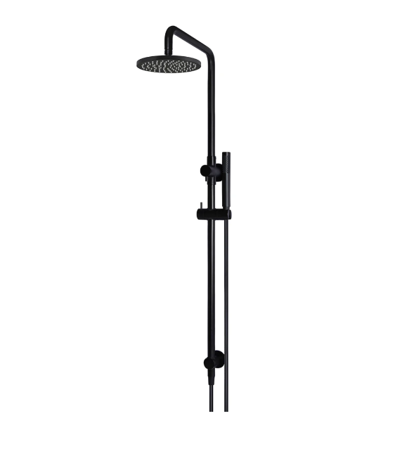 Meir Round Combination Shower Rail 200mm Rose, Single Function Hand Shower, Matte Black