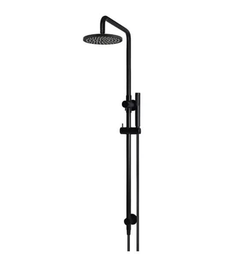 Meir Round Combination Shower Rail 200mm Rose, Single Function Hand Shower, Matte Black