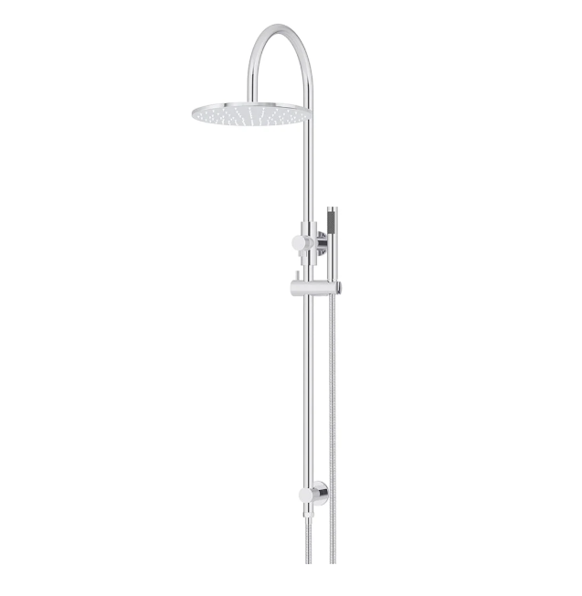 Meir 300mm Round Gooseneck Overhead Shower Set, Single Function Hand Shower, Polished Chrome