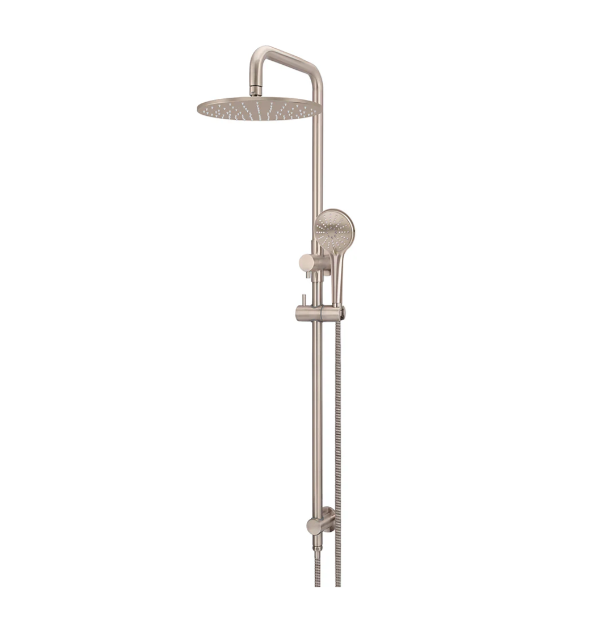 Meir Round Combination Shower Rail 300mm Rose, Three Function Hand Shower, Champagne