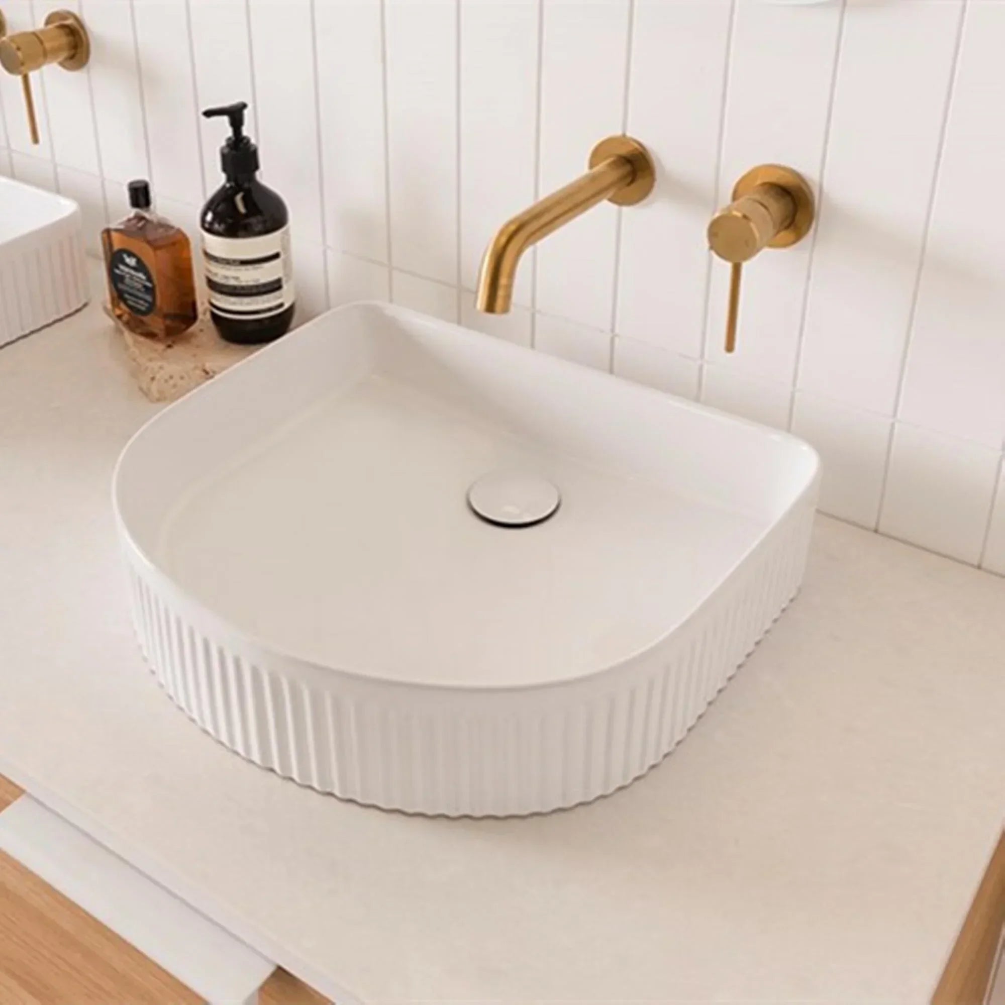 ADP Arch Fluted Ceramic Above Counter Basin - Gloss White - Ideal Bathroom CentreTOPCAFL4136GW