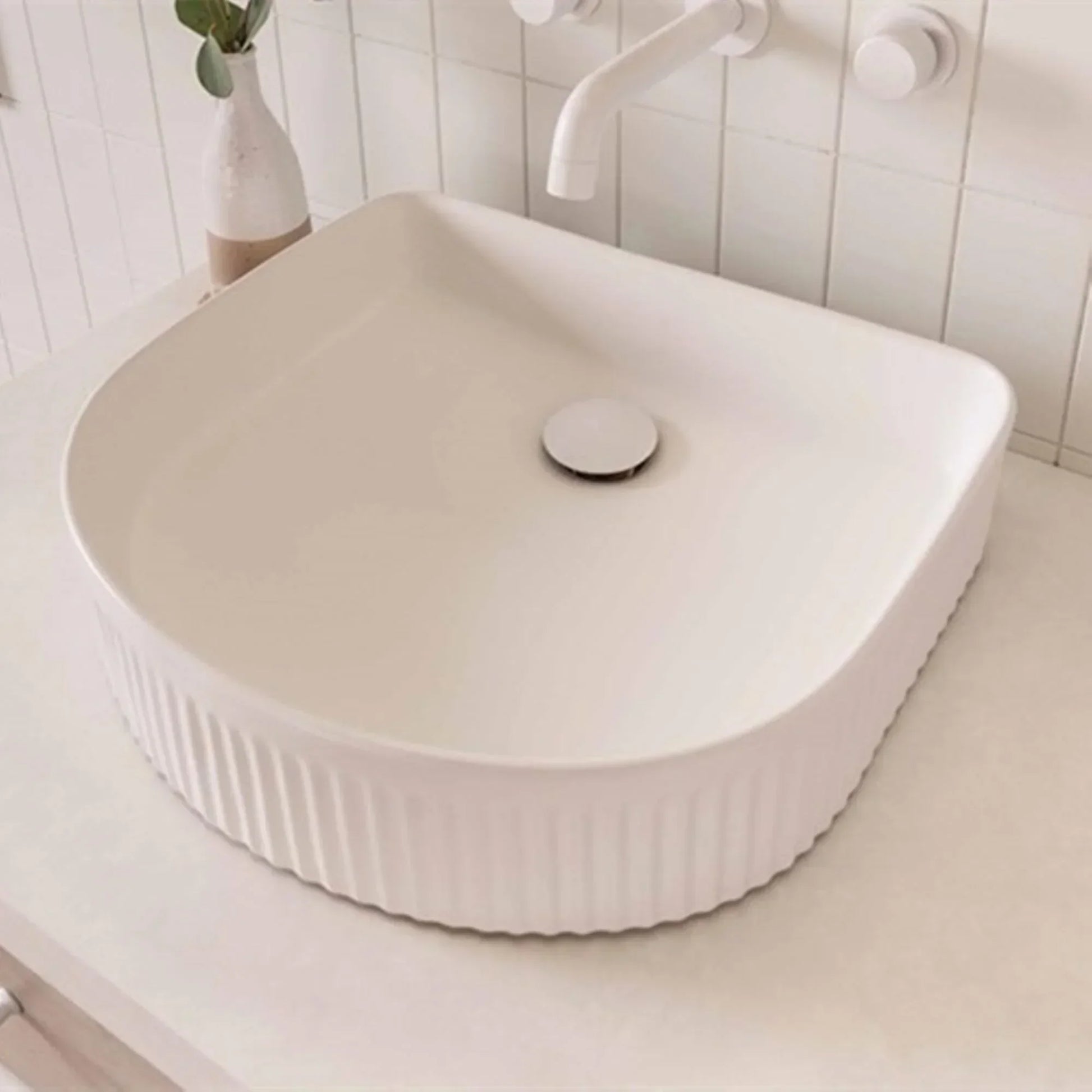 ADP Arch Fluted Ceramic Above Counter Basin - Matte White - Ideal Bathroom CentreTOPCAFL4136MW