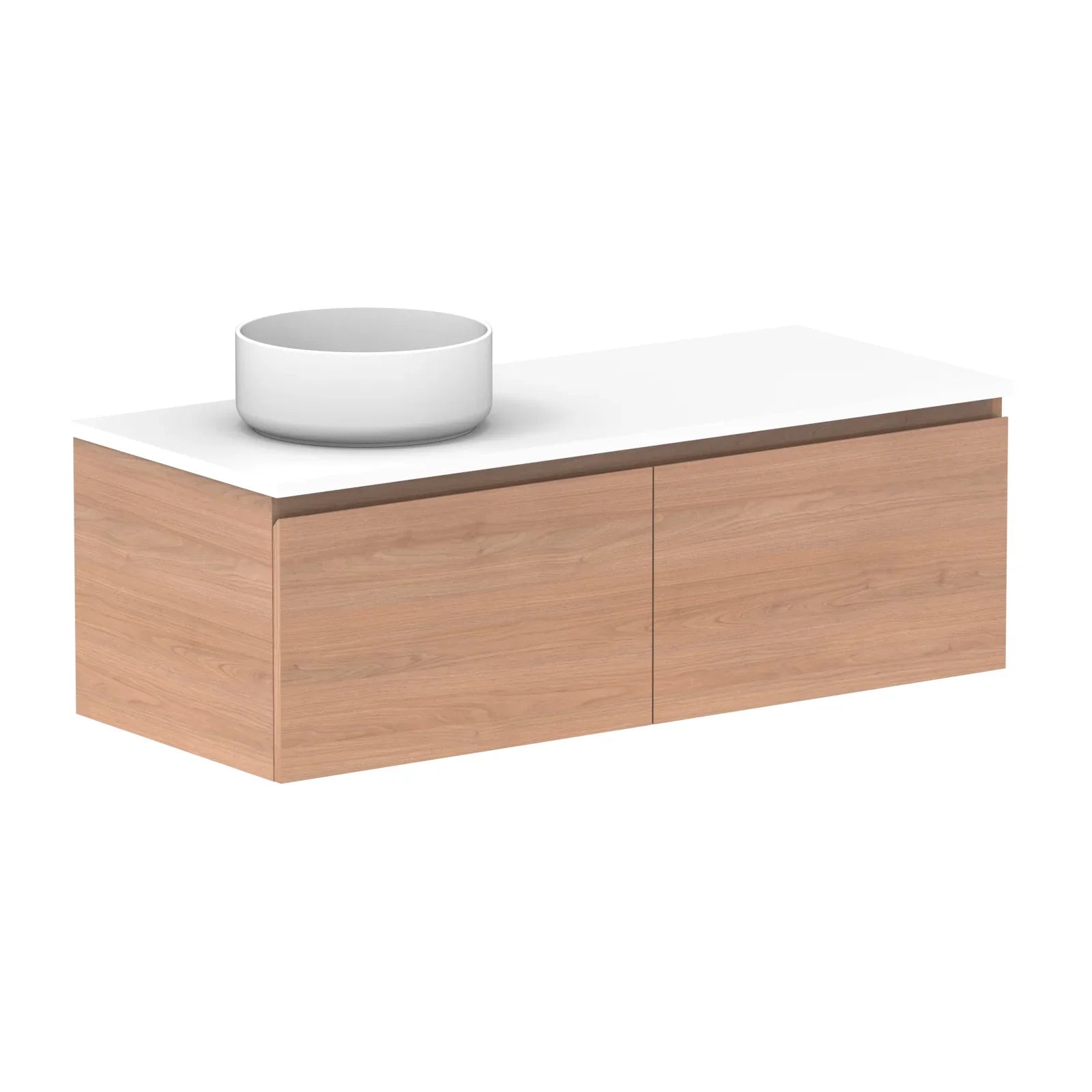 ADP Glacier Benchtop Slim Wall Hung Vanity All Drawer - Ideal Bathroom CentreGLLFAS1200WHLCP1200mmLeft Hand BasinLite Fresh White Interior