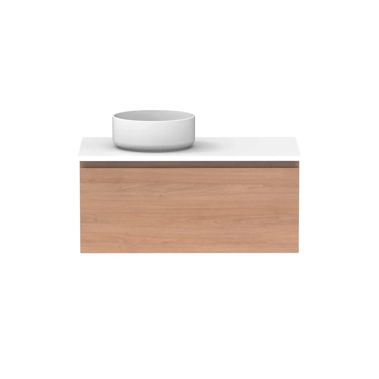 ADP Glacier All Drawer Slim Wall Hung Vanity - 900mm / Stone Benchtop / Left Hand Bowl