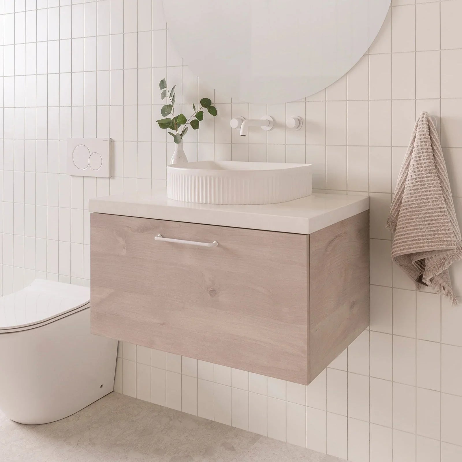 ADP Glacier Benchtop Slim Wall Hung Vanity All Drawer - Ideal Bathroom CentreGLLFAS0600WHCCP600mmCentre BasinLite Fresh White Interior