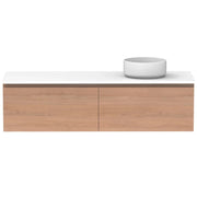 ADP Glacier All Drawer Slim Wall Hung Vanity - 1500mm / Stone Benchtop / Right Hand Bowl