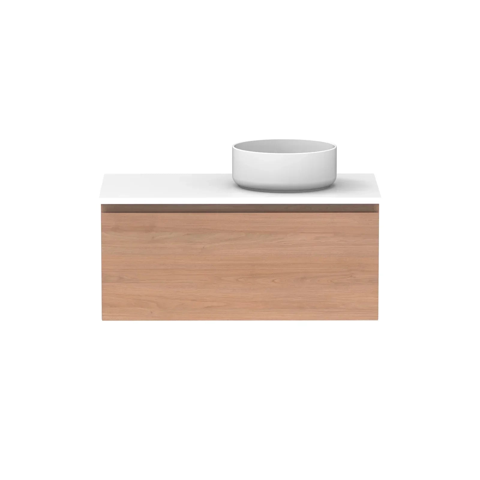 ADP Glacier All Drawer Slim Wall Hung Vanity - 900mm / Stone Benchtop / Right Hand Bowl