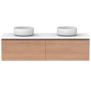 ADP Glacier All Drawer Slim Wall Hung Vanity - 1500mm / Stone Benchtop / Double Bowl