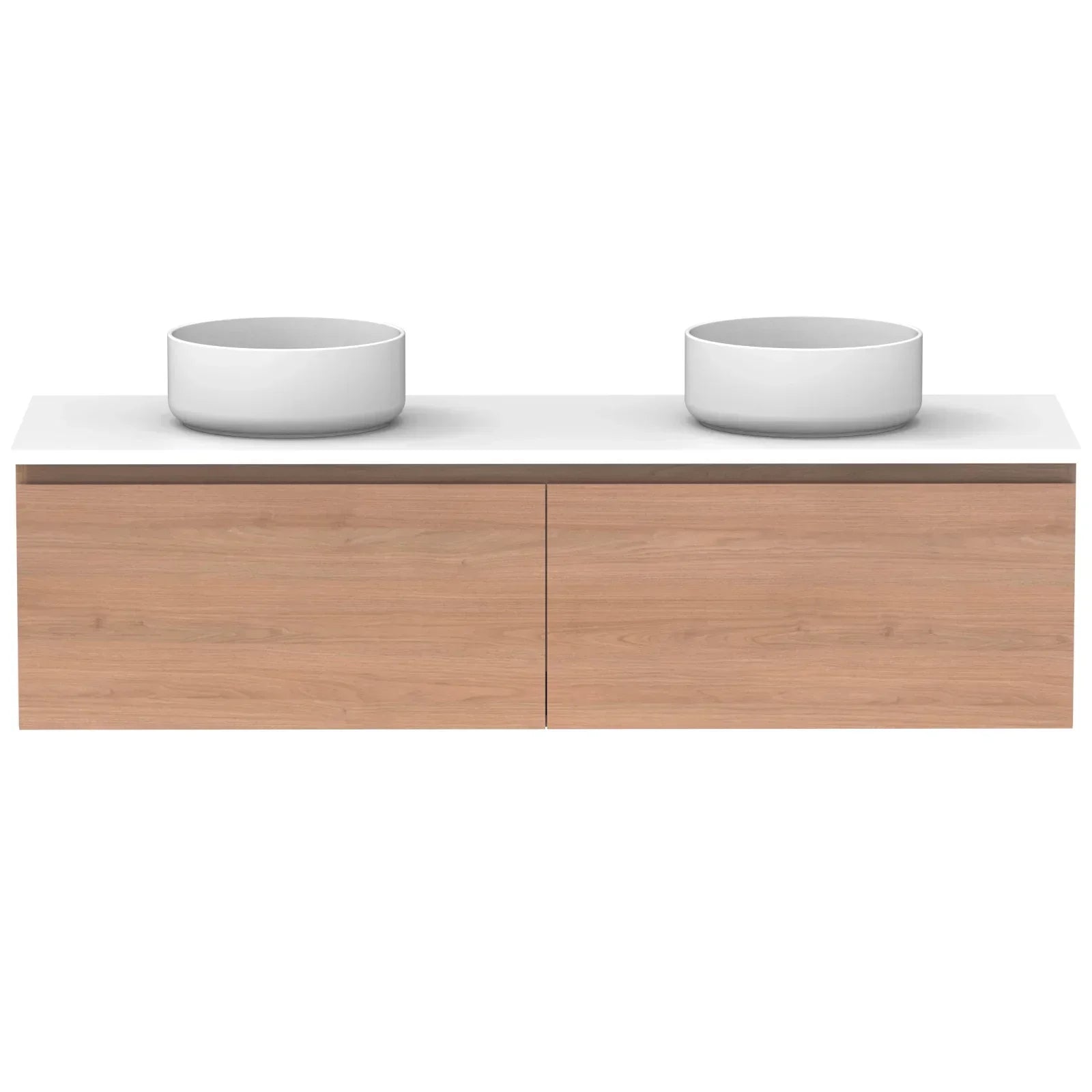 ADP Glacier All Drawer Slim Wall Hung Vanity - 1500mm / Stone Benchtop / Double Bowl